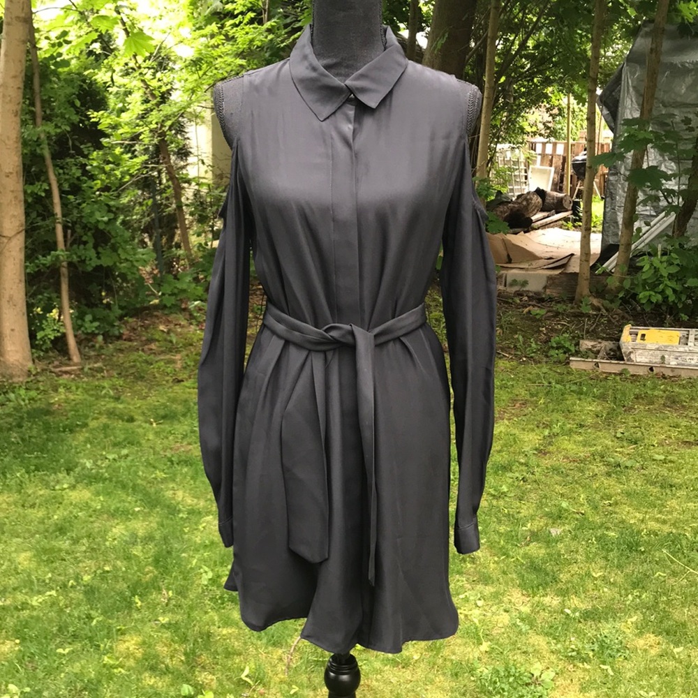 Silk cold shoulder dress